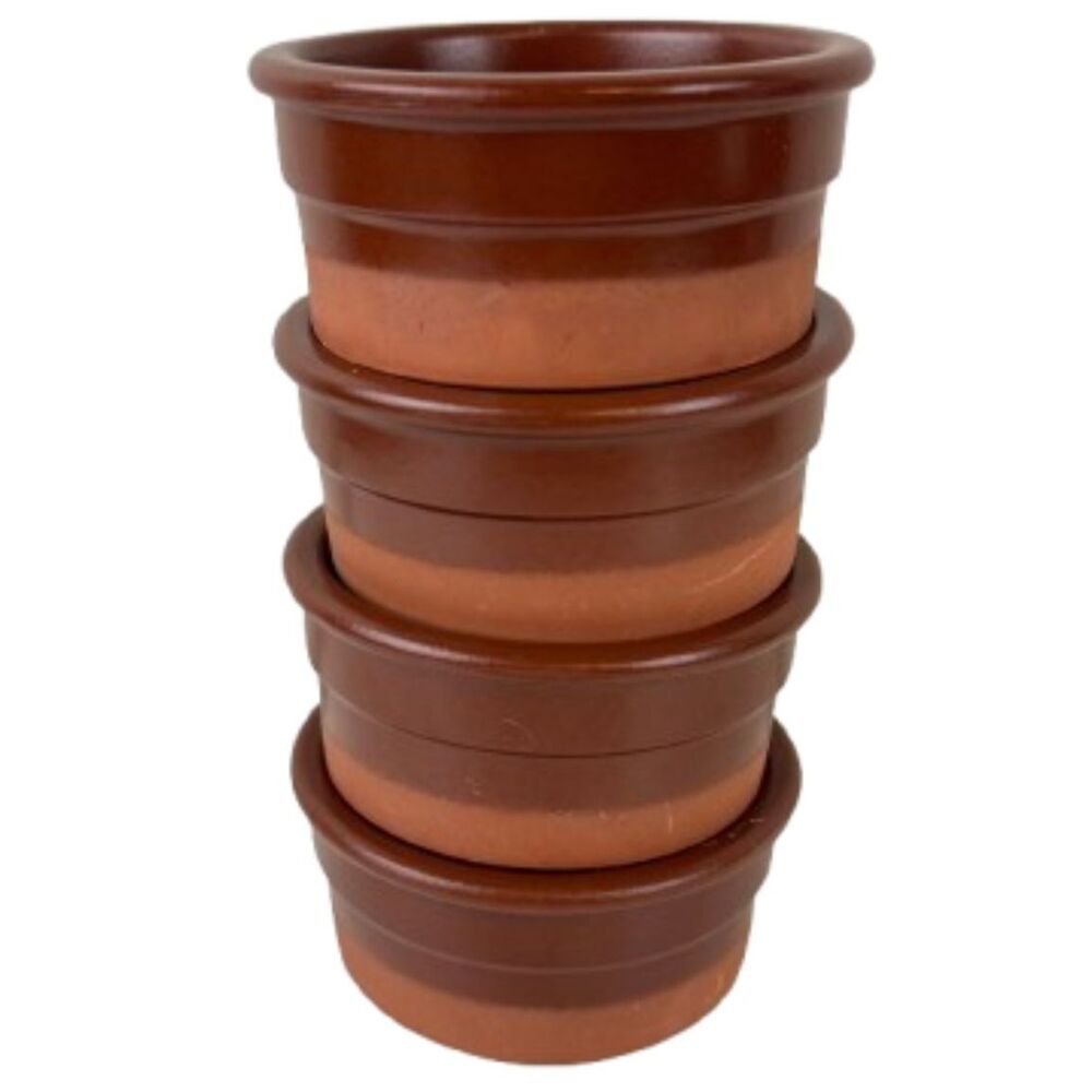 Cermer 4-ounce Terracotta Ramekin Dishes Two-Tone Reddish-Brown